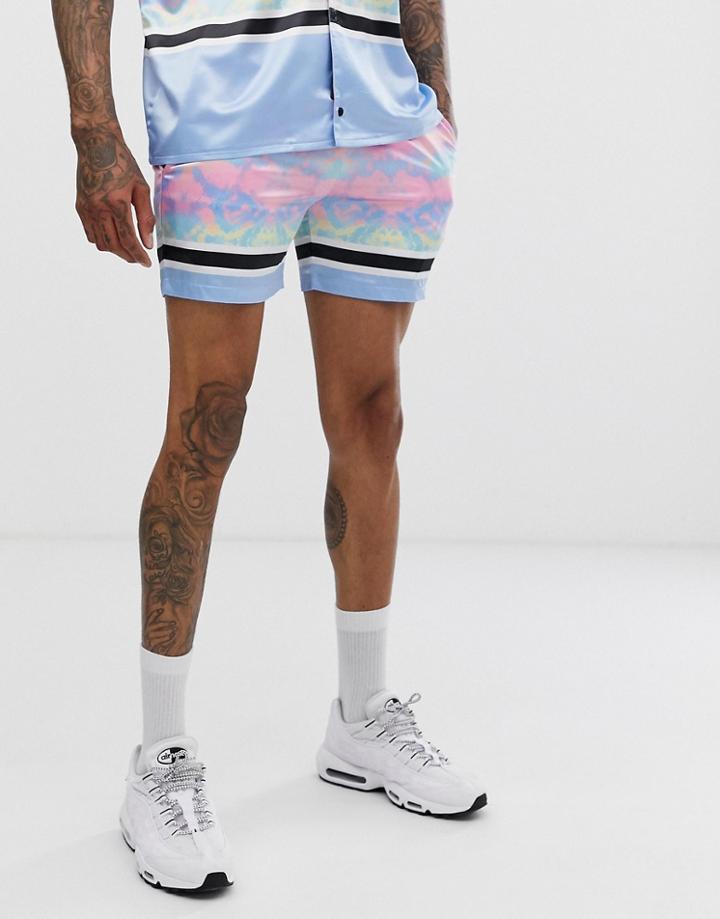 Night Addict Tie Dye Panel Runner Shorts - Pink