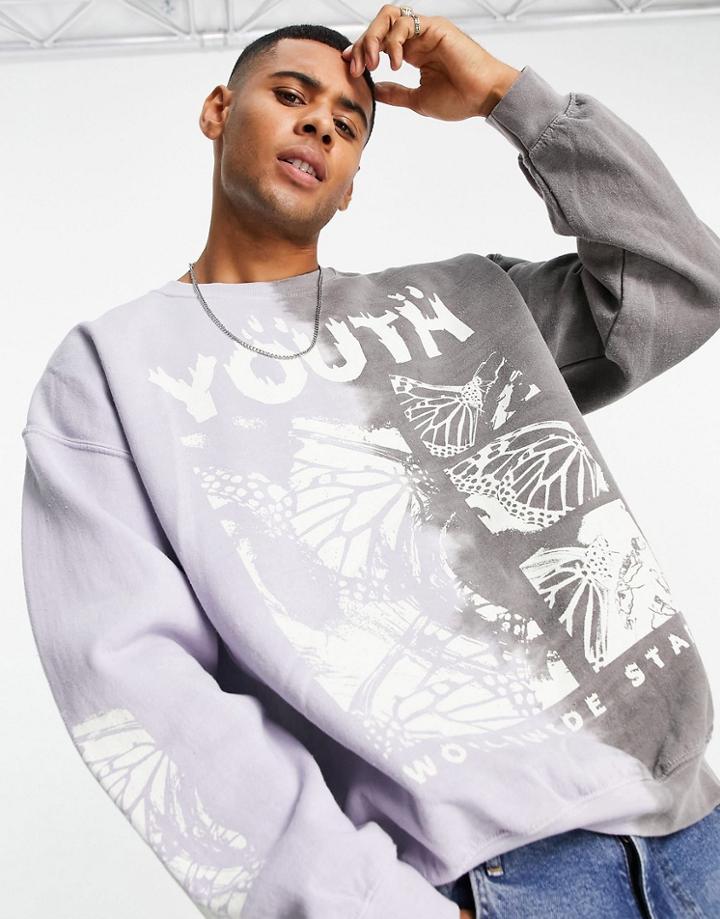 Topman Youth Splice Crew Sweatshirt In Multi