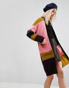 Asos Cardigan In Maxi Length With Patchwork - Multi