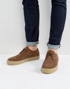 Asos Lace Up Derby Shoes In Brown Suede With Gum Sole - Brown