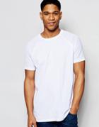 Asos Longline T-shirt With Mesh Raglan Sleeves In White - White