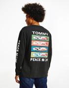 Tommy Jeans Mono Positivity Back Print Long Sleeve Top Relaxed Fit In Black