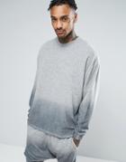 Asos Oversized Dip Dye Sweatshirt In Towelling - Gray