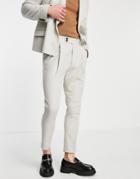 Asos Design Tapered Suit Pants In Gray Twill-grey