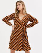 Brave Soul Cairo Wrap Dress In Stripe-multi