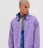 Crooked Tongues Denim Worker Jacket In Lilac Wash - Blue