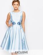 Chi Chi London Embriodered Back Detail Midi Dress - Blue