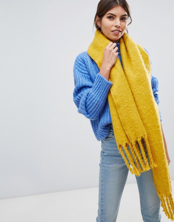 Oasis Knitted Scarf With Tassels In Yellow - Yellow