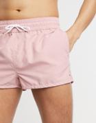 Asos Design Swim Shorts In Pink In Super Short Length