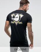 Majestic Nhl Mighty Ducks Longline T-shirt In Black - Black