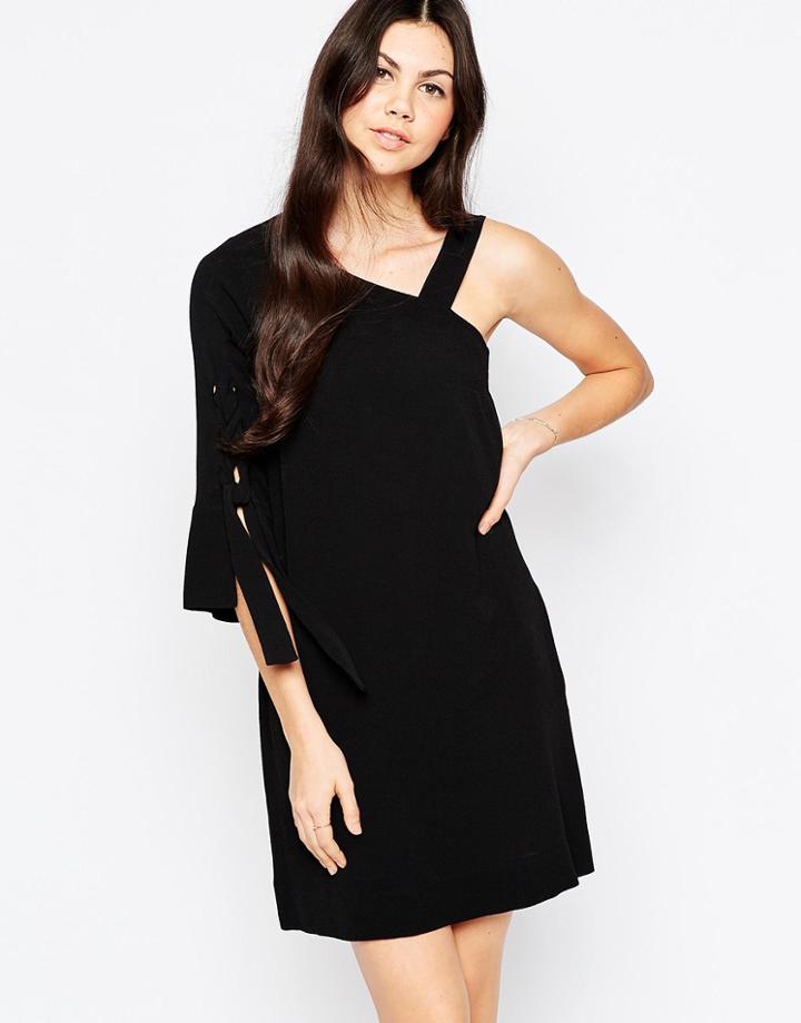 See By Chloe Aysemmetric Dress With Tied Sleeve - Black