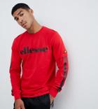 Ellesse Layered Long Sleeve T-shirt With Side Stripe In Red - Red