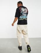 Asos Design Oversized T-shirt In Black With Dragon Back Print