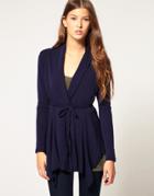 Wal G Cardigan With Self Tie Belt - Blue