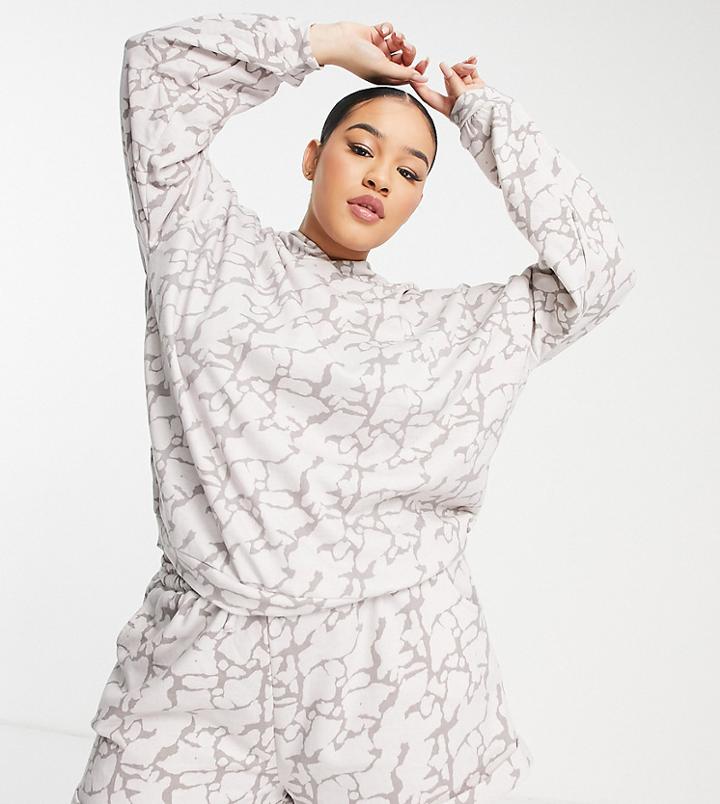 South Beach Plus Neutral Marble Print Hoodie-multi