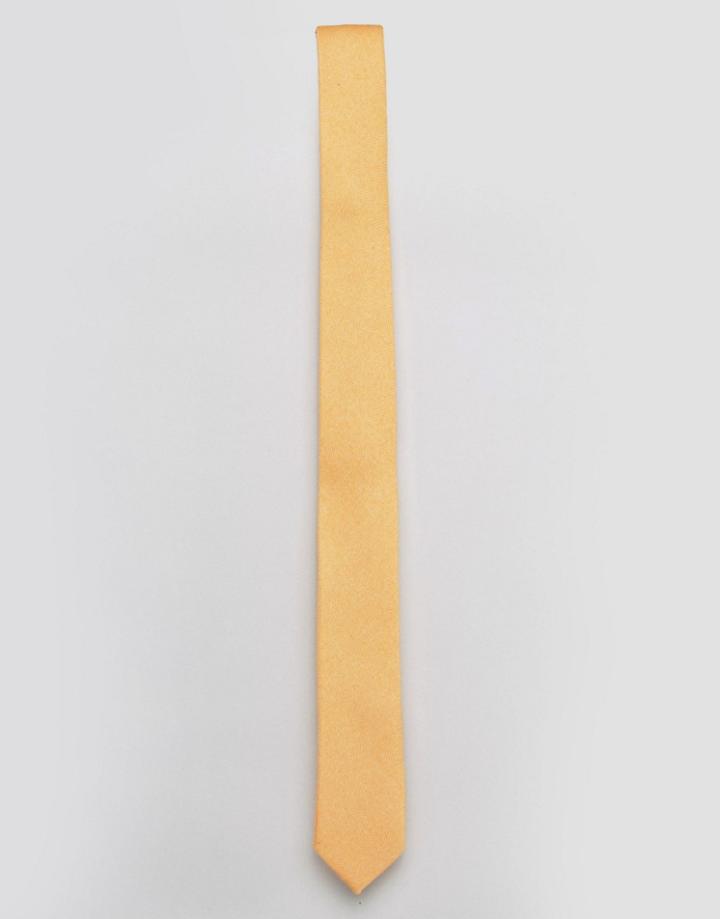 Asos Slim Tie In Textured Orange - Orange