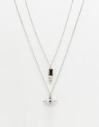 Asos Necklace Pack With Semi Precious Look Stone - Burnished Rhodium