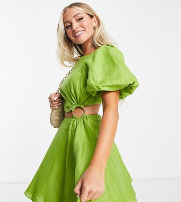 Ever New Petite Cut Out Mini Dress In Olive Green