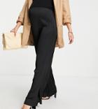 Asos Design Maternity Over The Bump Wide Leg Plisse Pant With Side Split In Black