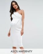 Asos Maternity Scuba Bandeau Midi Dress With Organza - White