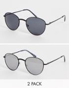 Svnx 2-pack Round Sunglasses In Silver And Blue-multi