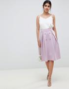Asos Design Double Breasted Midi Prom Skirt - Purple