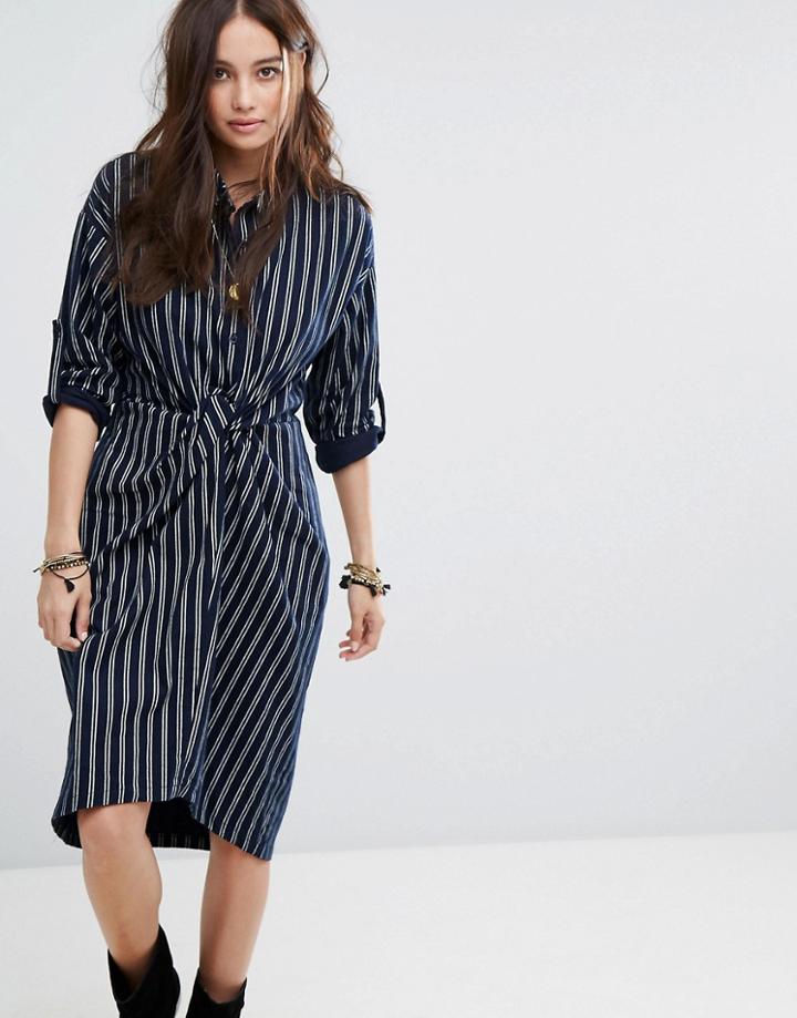 Moon River Twist Stripe Midi Dress - Multi