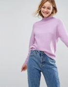 Asos Sweater With Wide Sleeves In Fluffy Yarn - Purple