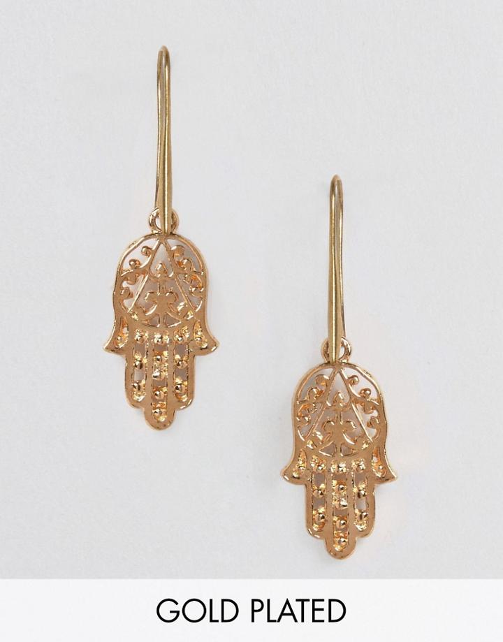 Sam Ubhi Drop Through Hamsa Hand Earrings - Gold