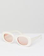 Asos Square 90s Sunglasses In Milky White - White