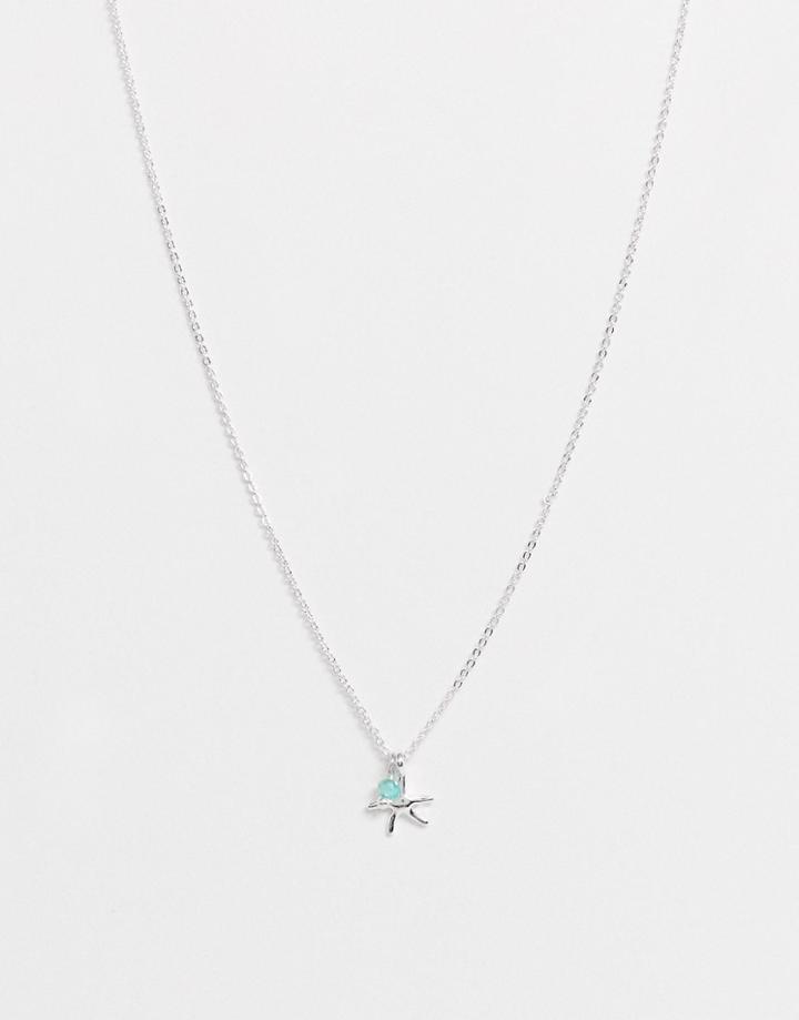 Miss Selfridge Starfish Pendant Necklace-silver