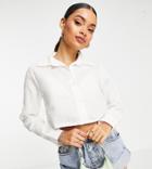I Saw It First Petite Cropped Textured Shirt In White-green