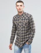 New Look Check Shirt In Gray & Beige In Regular Fit - Green