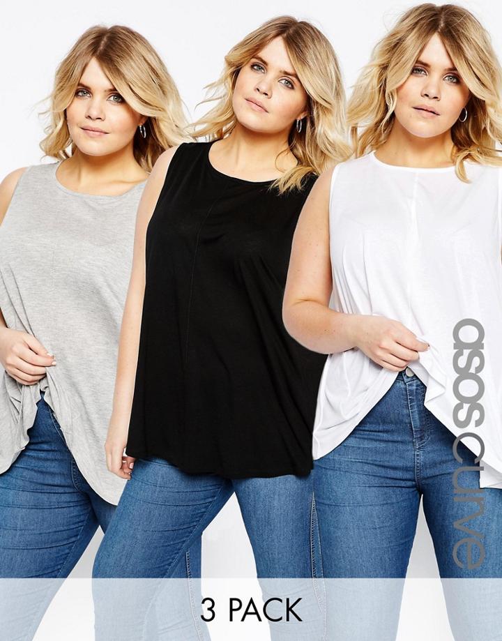 Asos Curve Swing Tank With Drape 3 Pack