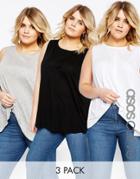Asos Curve Swing Tank With Drape 3 Pack