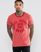 Diesel T-diego-gc T-shirt Applique Logo - Red Marl