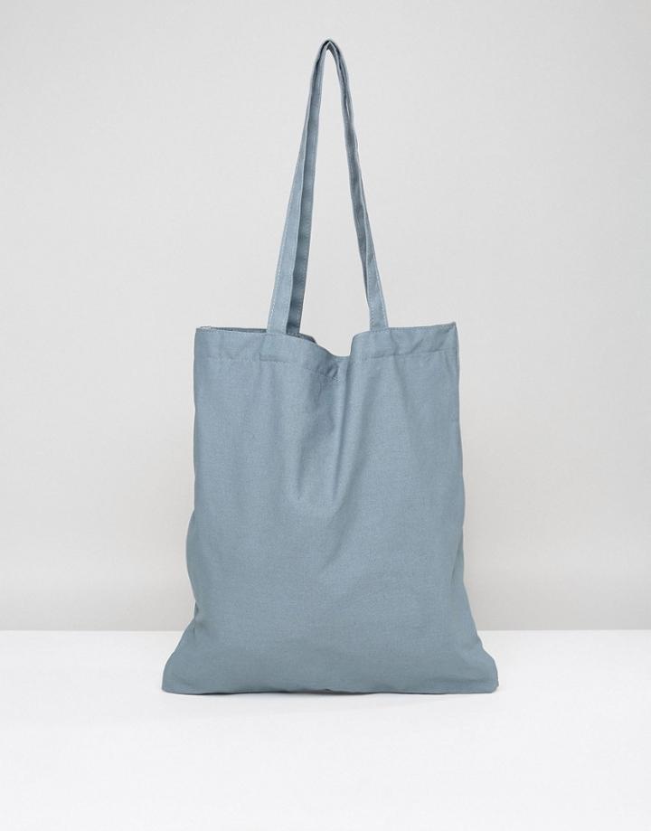 Asos Tote Bag In Blue - Gray