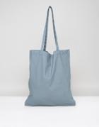 Asos Tote Bag In Blue - Gray