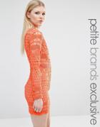True Decadence Petite Long Sleeve All Over Graphic Lace Mini Dress