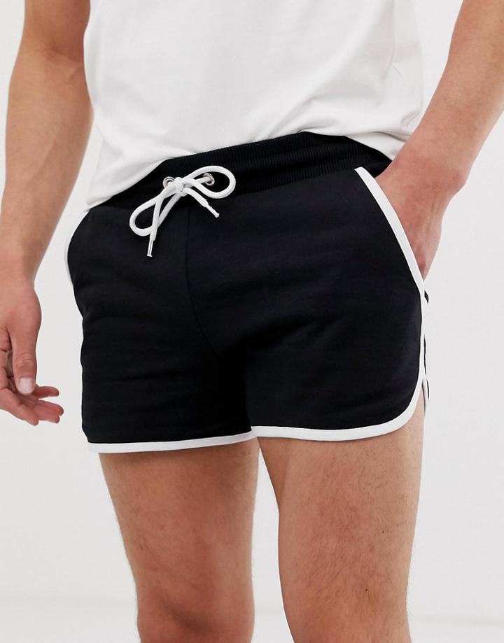 Asos Design Jersey Runner Shorts In Black - Black