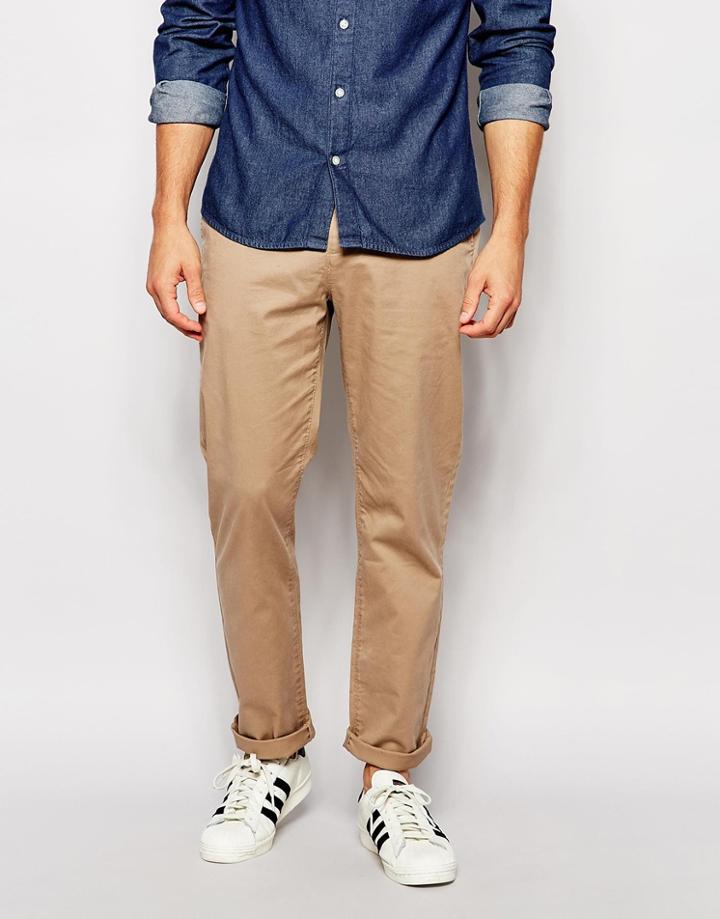 Asos Straight Chinos In Stone - Stone