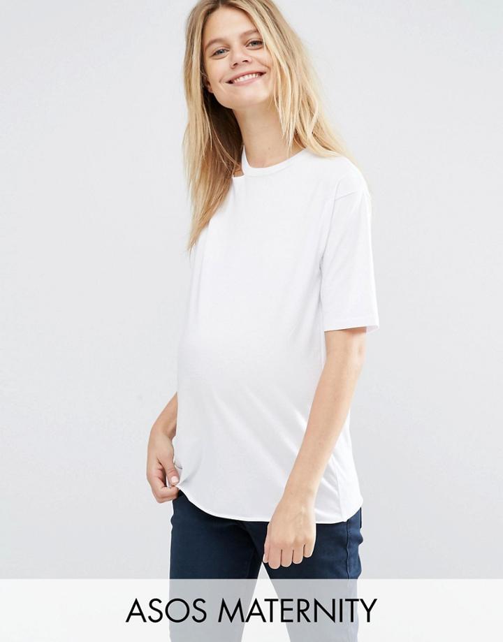 Asos Maternity T-shirt With One Shoulder And Cut Out Detail - White
