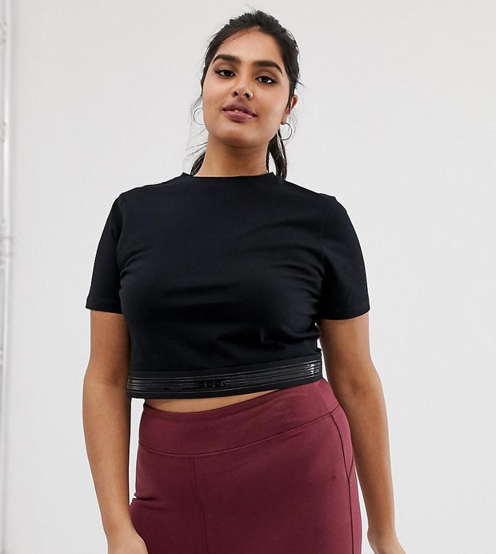 Asos 4505 Curve Long Crop Training Tee With Elastic Hem - Black