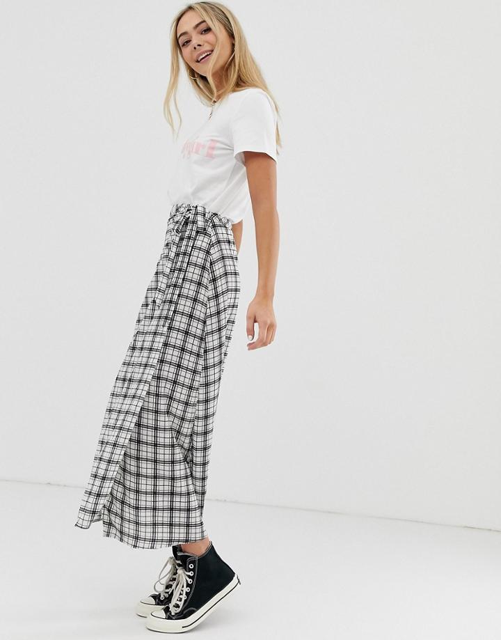 Nobody's Child Wrap Maxi Skirt In Grid-white