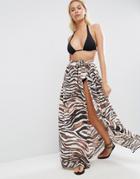 Asos Zebra Print Sarong Beach Skirt - Multi