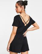 Only Cotton Jersey T-shirt Romper In Black - Black