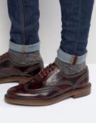 Walk London Darcy Hi Shine Brogue Shoes - Red