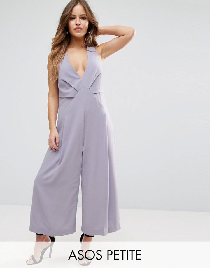Asos Petite Jumpsuit With Origami Detail And Culotte Leg - Yellow