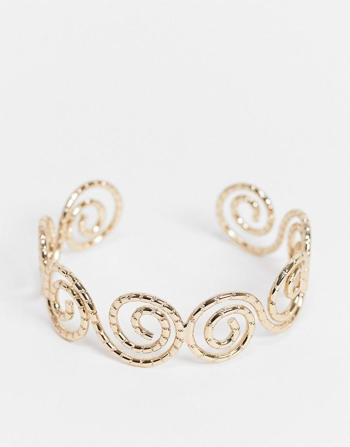 Topshop Spiral Cuff In Gold