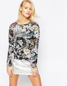 Love Moschino Collage Print Long Sleeve T-shirt - Mu1